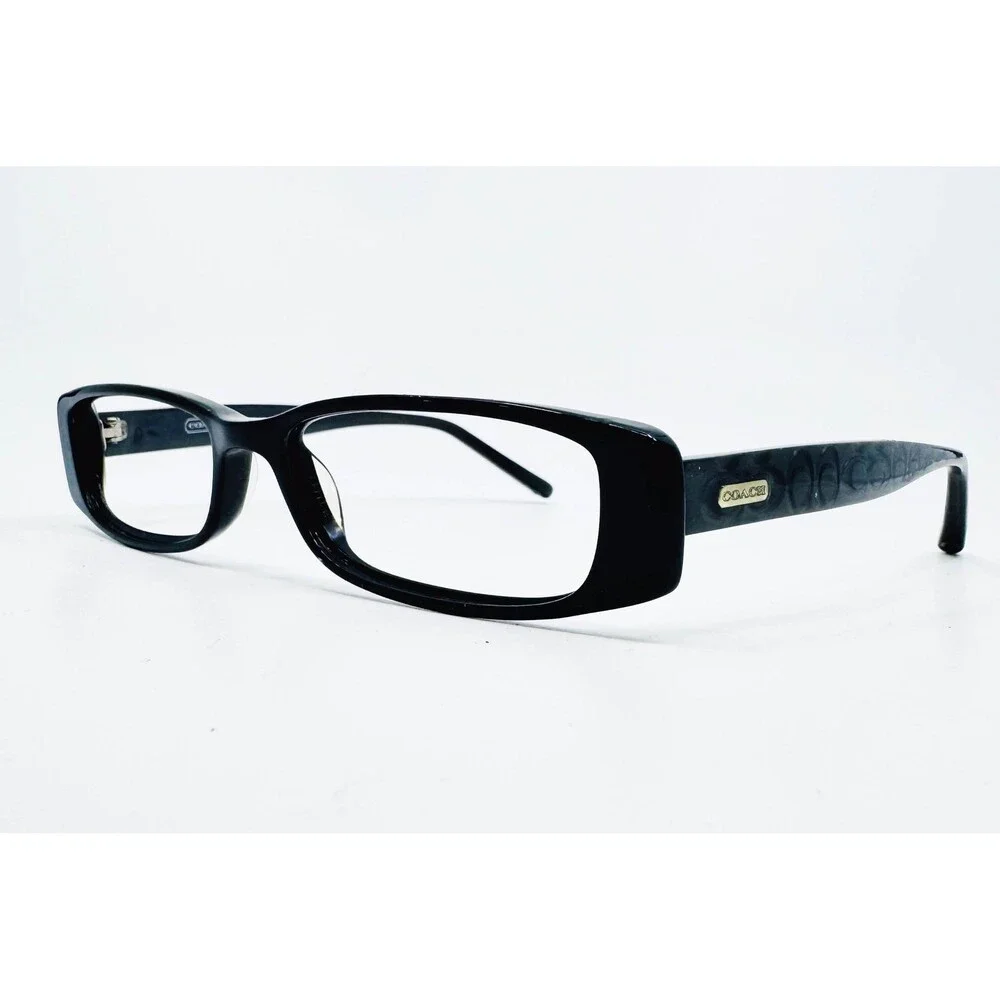 Coach Eyeglasses Women Black Edythe 840 Signature Logo Rectangle 135